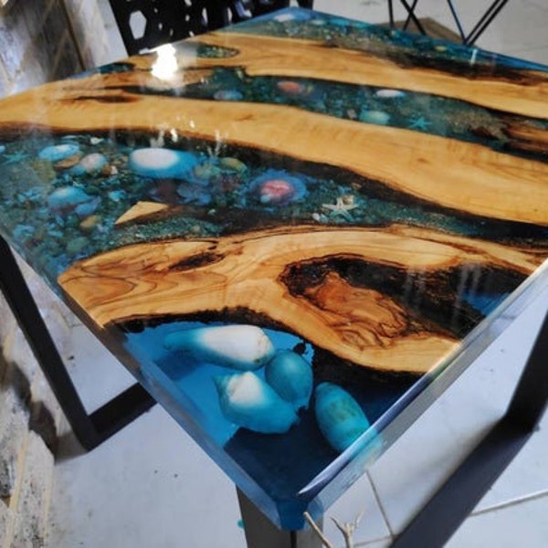 Blue Ocean Epoxy Resin Center Sofa Coffee Table Top Handmade Furniture Conference Meeting Desk Luxury Furniture garden Decors