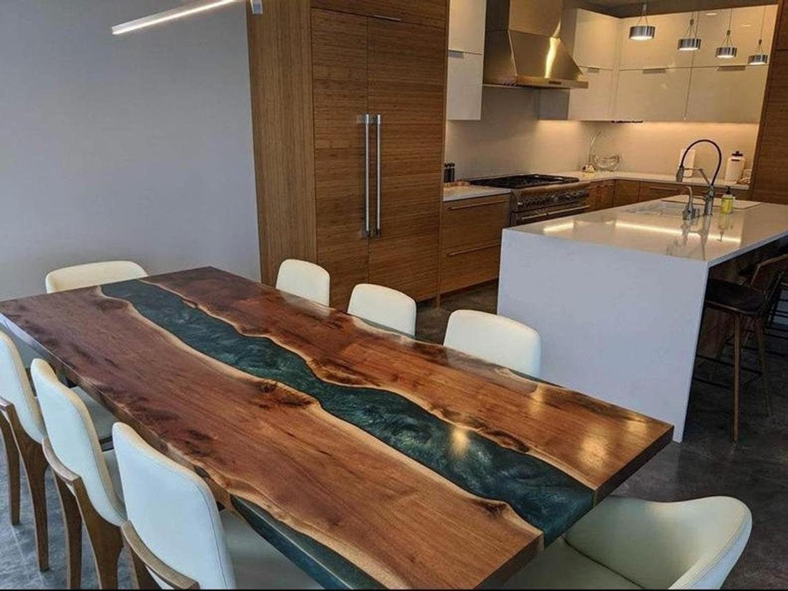 Epoxy Dining Table Top Crystal Clear River Table Epoxy Walnut Etsy