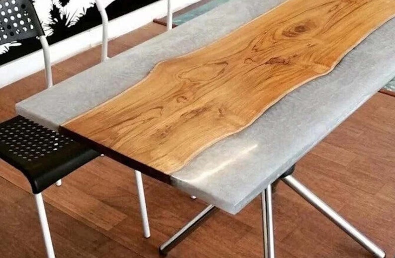 White Epoxy Table Top Custom Made Dining Table Wooden Epoxy Etsy