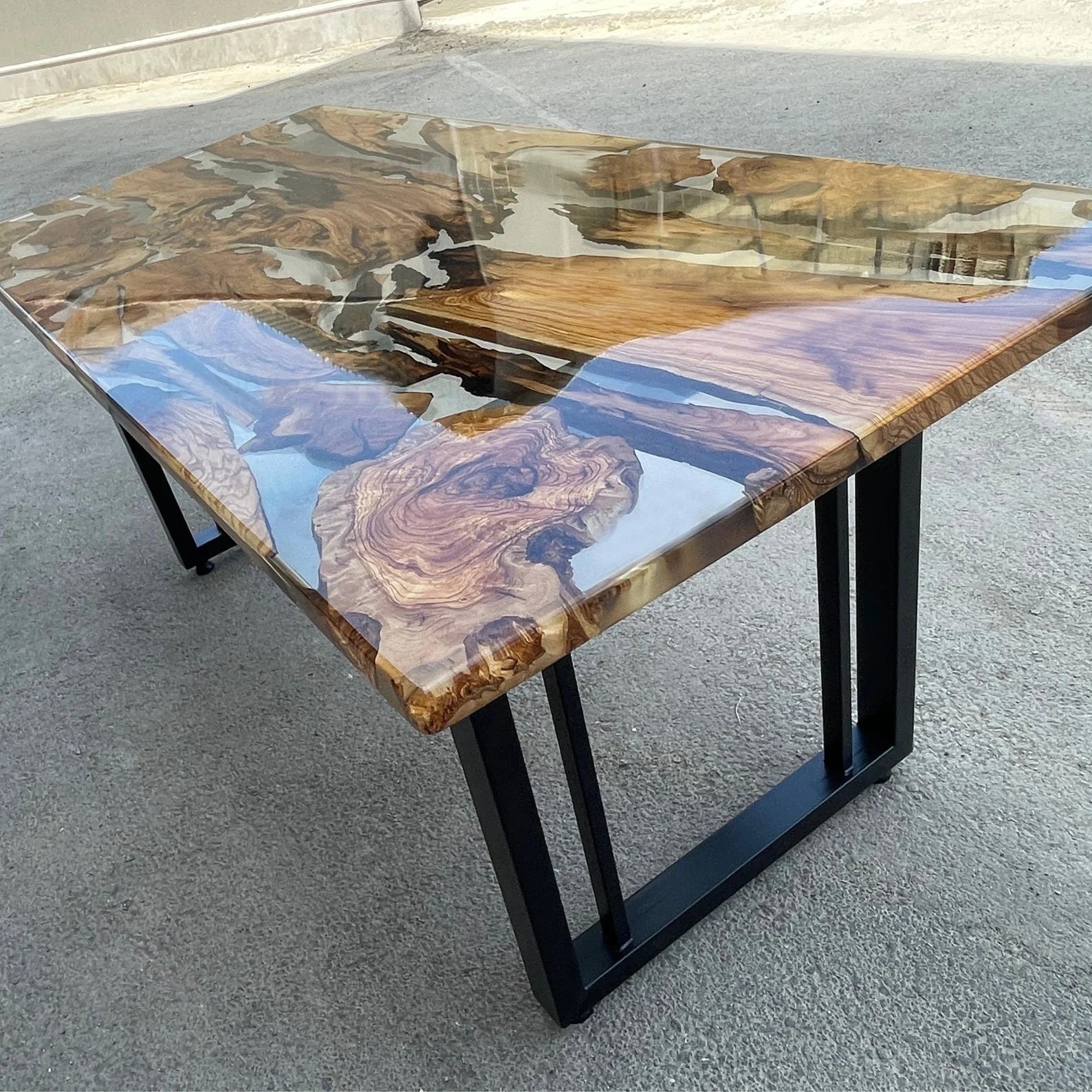 Clear Epoxy Top Center Dining Table Coffee Table Office Desk Etsy