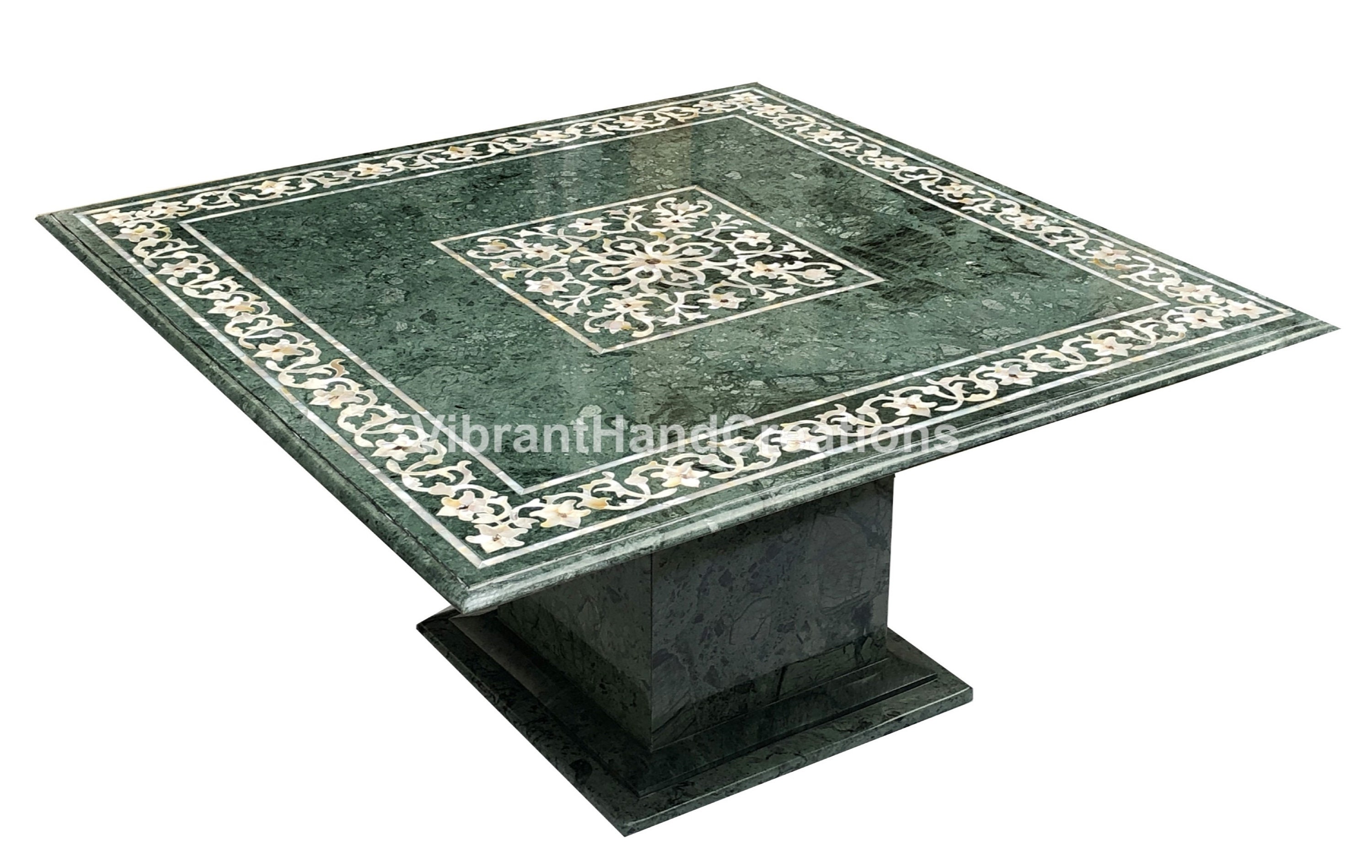 36 Green Marble Dining Table Top Semi Precious Inlay Etsy