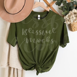 Bella Canvas 3001 Mockup, Bella Canvas Mockup, 3001 Mockup, OLIVE T Shirt Mockup, Shirt Mockup, Unisex Tshirt Mockup, Fall, Hanging
