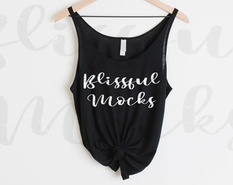 Black Bella Canvas 8838 Mockup, Bella Canvas Slouchy Tank Mockup, Bella Canvas Mockup, Tank Top Mockup, Hanging Mockup w shorts