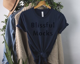 Bella Canvas Navy Shirt Mockup , 3001 Bella Canvas Mockup,Navy Bella Canvas Mockup , 3001 Mockup ,Hanging Mockup , Boho Mockup, 3001 Navy