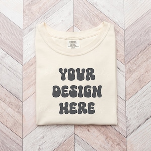 Ivory Comfort Colors 1717 Mockup Comfort Colors Mocks Folded Shirt Mockup Comfort Colors White TShirt Mockup Trendy Boho Mockup