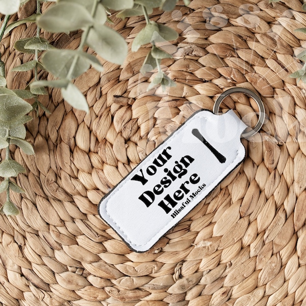 Sublimation Keychain Mockup for Neoprene Chapstick Holder JPG and PNG Blank White Product Mockup Digital Download Add Your Own Image