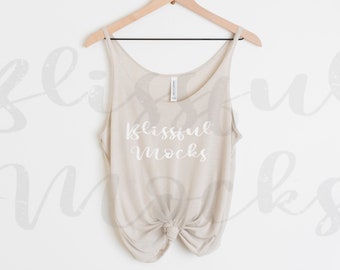 Heather Dust Bella Canvas 8838 Mockup, Bella Canvas Slouchy Tank Mockup, Bella Canvas Mockup, Tank Top Mockup, Hanging Mockup w shorts