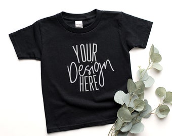 Child Shirt Mockup, Toddler Shirt Mockup, Black T Shirt Mockup, Gildan 64000 Black, Gildan Black Shirt Mockup, Toddler T-Shirt Mockup,