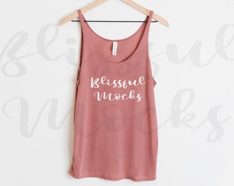 Mauve Bella Canvas 8838 Mockup, Bella Canvas Slouchy Tank Mockup, Bella Canvas Mockup, Tank Top Mockup, Hanging Mockup w shorts