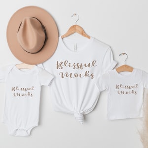 Mommy and Me Bella Canvas 3001, 100B Onesie and 3001B WhiteTshirt Mockup, Mom and Me Mock Up, Baby Shirt Mockup,  Family Mockup