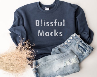Gildan 18000 Mockup | Gildan Navy Sweatshirt Mockup | Sweatshirt Mockup | Gildan 18000 Navy Sweatshirt Mockup | 18000 Navy