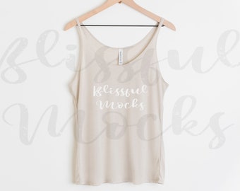Heather Dust Bella Canvas 8838 Mockup, Bella Canvas Slouchy Tank Mockup, Bella Canvas Mockup, Tank Top Mockup, Hanging Mockup w shorts
