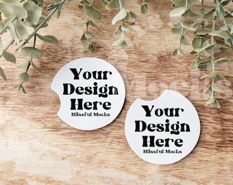 Car Coaster Mockup for 2.75 inch Neoprene Sublimation Car Coaster Blank White Product Mock up JPG PNG add your own image