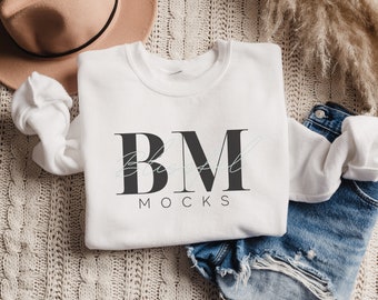 Sweatshirt Mockup, Gildan 18000 Mockup, Gildan White Sweatshirt Mockup, Gildan Sweatshirt Mockup, Gildan 18000 White, Boho Mockup