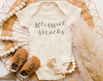 Rabbit Skins 4400, Natural Onesie Mockup, Onesie Flat Lay, Pregnancy Announcement, Digital Download, POD, Mock Up, Neutral, Mockup, Boho