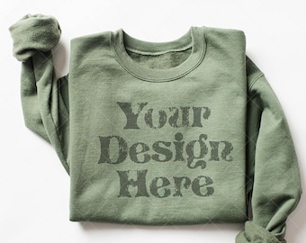 Sweatshirt Mockup Gildan 18000 Mockup Gildan Military Green Sweatshirt Mockup  Gildan Sweatshirt Gildan Mockup  18000 Mockup  Folded Mockup