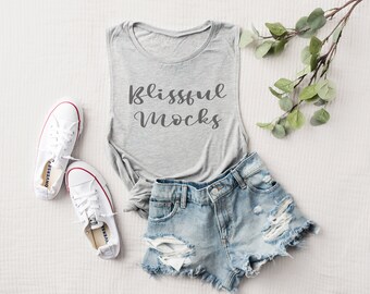 Bella Canvas 8803 Mockup Athletic Heather Muscle Tank Top Mockup Summer Mockup Shorts Sunglasses Shoes Flat Lay Cute Ladies TShirt Mockup