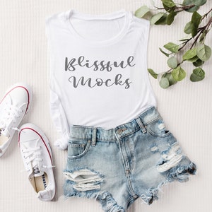 Bella Canvas WHITE Muscle Tank Mockup | Summer Mockup | 8803 White | Bella Canvas Mockup | Tank Top Mockup
