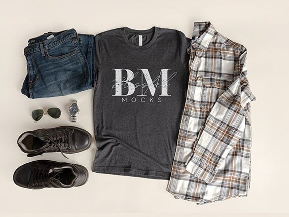 Mens Fall T Shirt Mockup, Bella Canvas 3001 Dark Grey Heather T-Shirt Mockup, Fall Mockup, Mens Mockup, Bella Canvas 3001 Mockup, Unisex