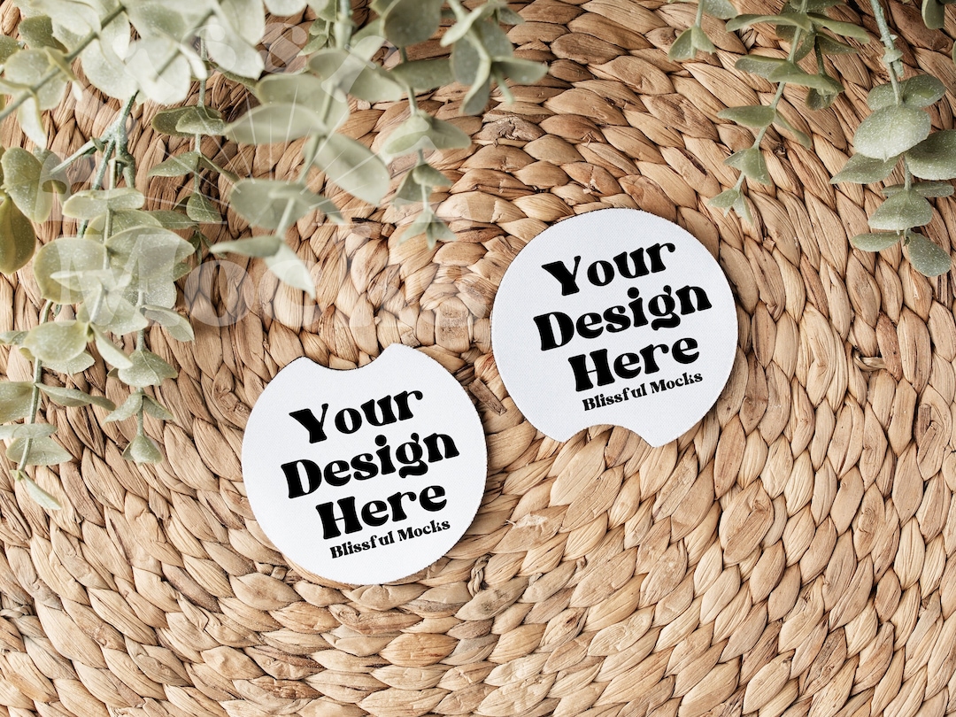Car Coaster Mockup for 2.75 Inch Neoprene Sublimation Car Coaster Blank ...