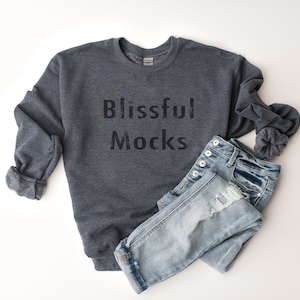 Sweatshirt Mockup, 18000 Sweatshirt Mockup, Gildan 18000 Mockup, Dark Heather Sweatshirt, Gildan Sweatshirt Mockup, Winter Mockup,