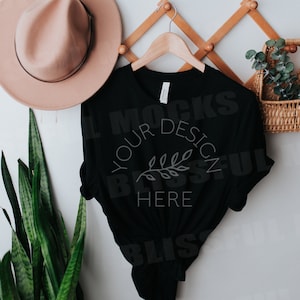Bella Canvas 3001 Mockup | Bella Canvas 3001 Black T Shirt Mockup | Black T Shirt Mockup | Hanging Tshirt Mockup | Cool Tshirt Mockup