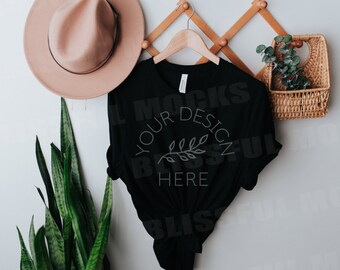 Bella Canvas 3001 Mockup | Bella Canvas 3001 Black T Shirt Mockup | Black T Shirt Mockup | Hanging Tshirt Mockup | Cool Tshirt Mockup