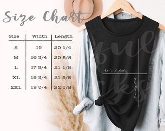 Bella Canvas 8803 Size Chart | Bella Canvas Size Chart | 8803 Size Chart / Muscle Tank Size Guide, Boho Size Chart for Bella Canvas Tank Top