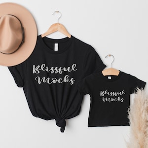 Mommy and Me Bella Canvas 3001 White and 3001B Black Tshirt Mockup, Mom and Me Mock Up, Baby Shirt Mockup,  Mom and Baby Mockup