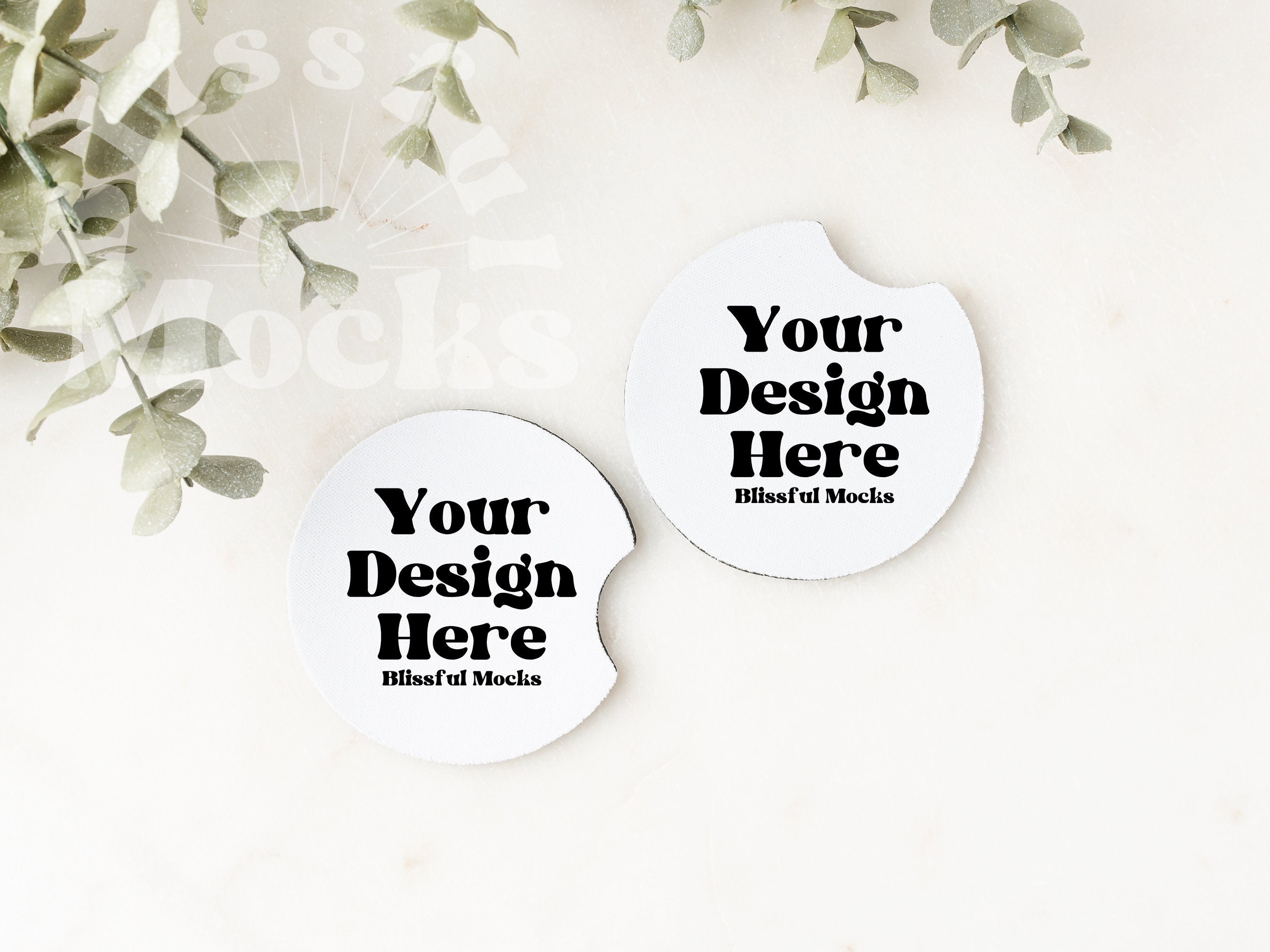 Car Coaster Mockup for 2.75 inch Neoprene Sublimation Car Coaster Blank White Product Mock up JPG PNG add your own image