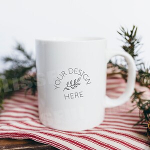 Christmas Coffee Cup Glass Mug Mockup, Blank White Cup Stock Photography, Winter Mug Photo Graphic Design Mock Up, JPG Digital Download
