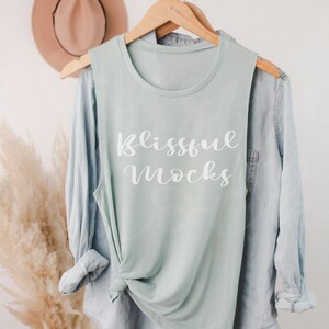 8803 Mockup Dusty Blue, Muscle Tank Mockup | Bella Canvas 8803 Mockup |  Bella Canvas Tank Top, Styled Mockup, Print On Demand,
