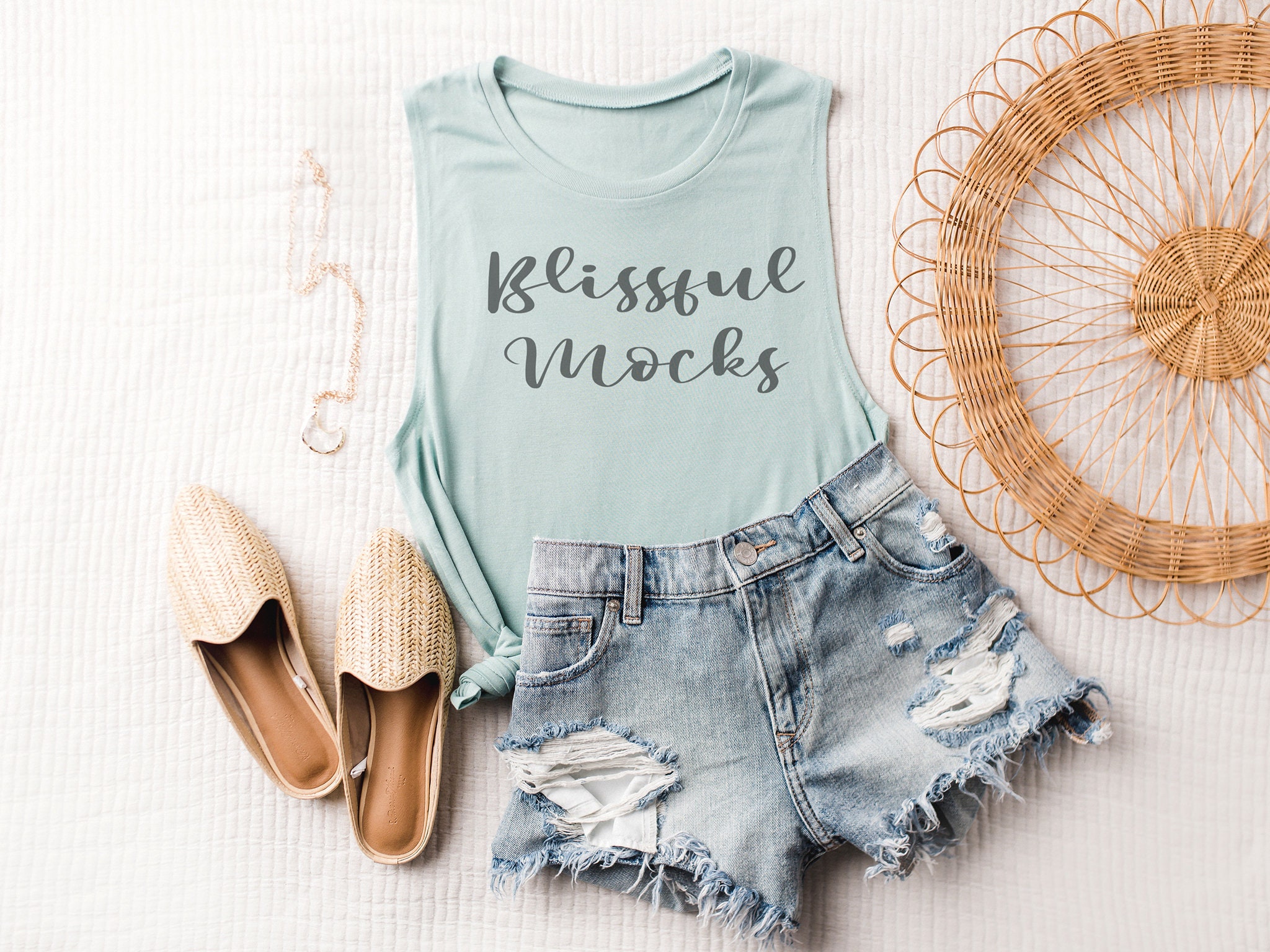 Download Bella Canvas 8803 Mockup Dusty Blue Flowy Muscle Tank Mockup | Etsy