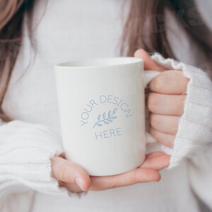 Blank White Christmas Coffee Glass Cup Mockup - Styled Stock Photography, Winter Mug Photo Graphic Design Mock Up, JPG Digital Download