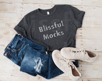 Mockup Dark Heather, Mockup Bella Canvas 3001, Mockup Bella Canvas, Mockup 3001, Układ płaski, Mockup Boho, Mockup 3001 Dark Heather, Cyfrowy JPG