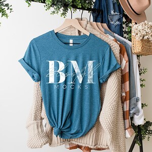 Bella Canvas 3001 Mockup, Bella Canvas Mockup, 3001 Mockup, Heather Deep Teal T Shirt Mockup, Shirt Mockup, Unisex Tshirt Mockup, Fall