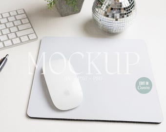 Estetisk musmatta-mockup, sublimeringsmusmatta-mockup JPG PNG PSD Canva-mall, sublimeringsmockup redigerbar neoprenmusmatta-mall