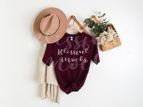 Bella Canvas 3001 Mockup, Bella Canvas Mockup, 3001 Mockup, Maroon T Shirt Mockup, Shirt Mockup, Unisex Tshirt Mockup, Fall Mockup, Hanging
