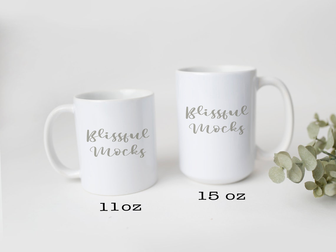 Download 2 Mugs Mug Mockup 11 oz and 15 oz White Coffee Mug Mockup ...