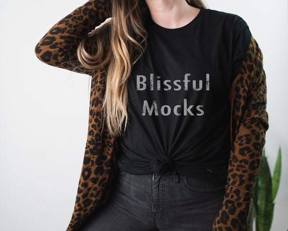 Bella Canvas 3001 Fall Mockup, Bella Canvas Black T-Shirt Mockup, 3001 Black Mockup,  Bella Canvas Model Mockup, Boho Mockup, T-Shirt Mockup
