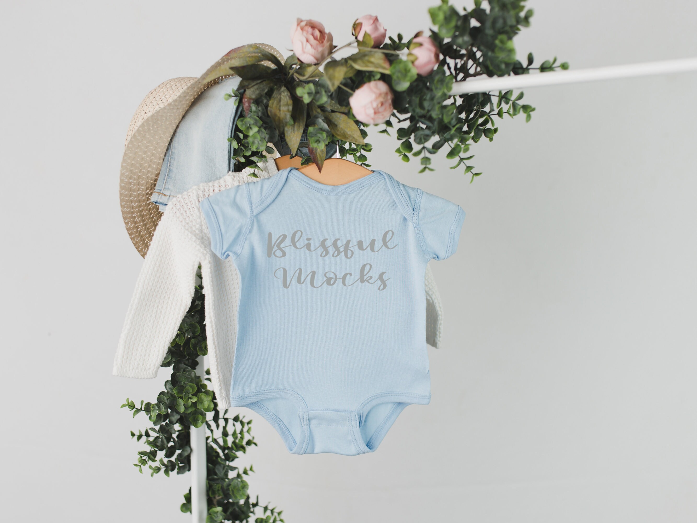 Download Onesie Mockup Rabbit Skins 4400 Blue Onesie Mockup Baby | Etsy