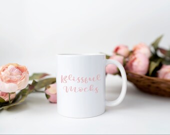 11 oz Mug mockup , blank mug,  White Mug with Pink Flowers Mockup, White Coffee Mug Mockup, Springtime Mug Mockup,  Digital Download