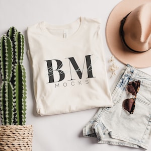 Bella Canvas Soft Cream TShirt Mockup | Bella Canvas Mockup | Soft Cream | Boho Flat Lay | 3001 Soft Cream