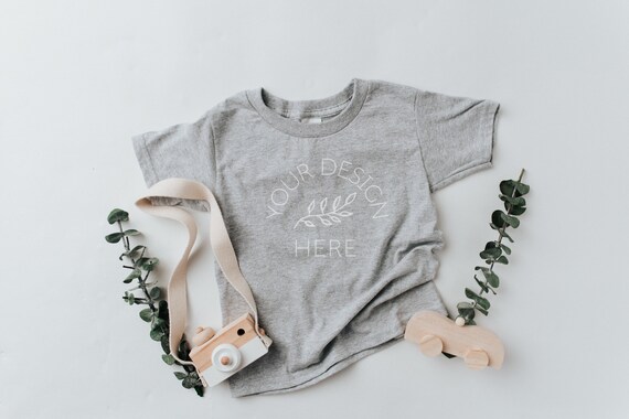 Child Shirt Mockup | Toddler Shirt Mockup | Boho Mockup | Gildan 64000 Grey |