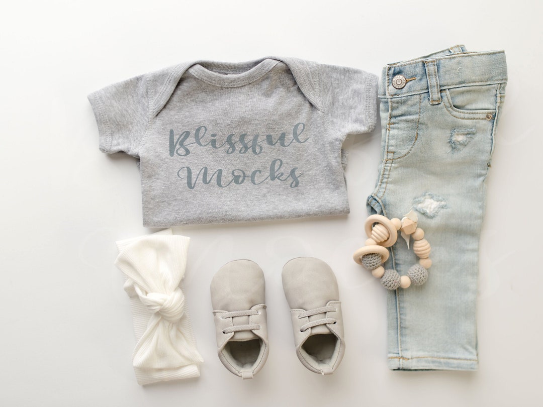 Onesie Mockup, Baby Onesie Flat Lay, Rabbit Skins 4400, Baby Bodysuit