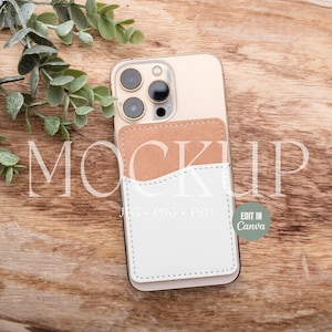 Mockup de carteira de cartão telefônico para sublimação Porta-cartão de carteira de telefone, mockup de produto em branco JPG PNG PSD objeto inteligente adicione sua própria imagem