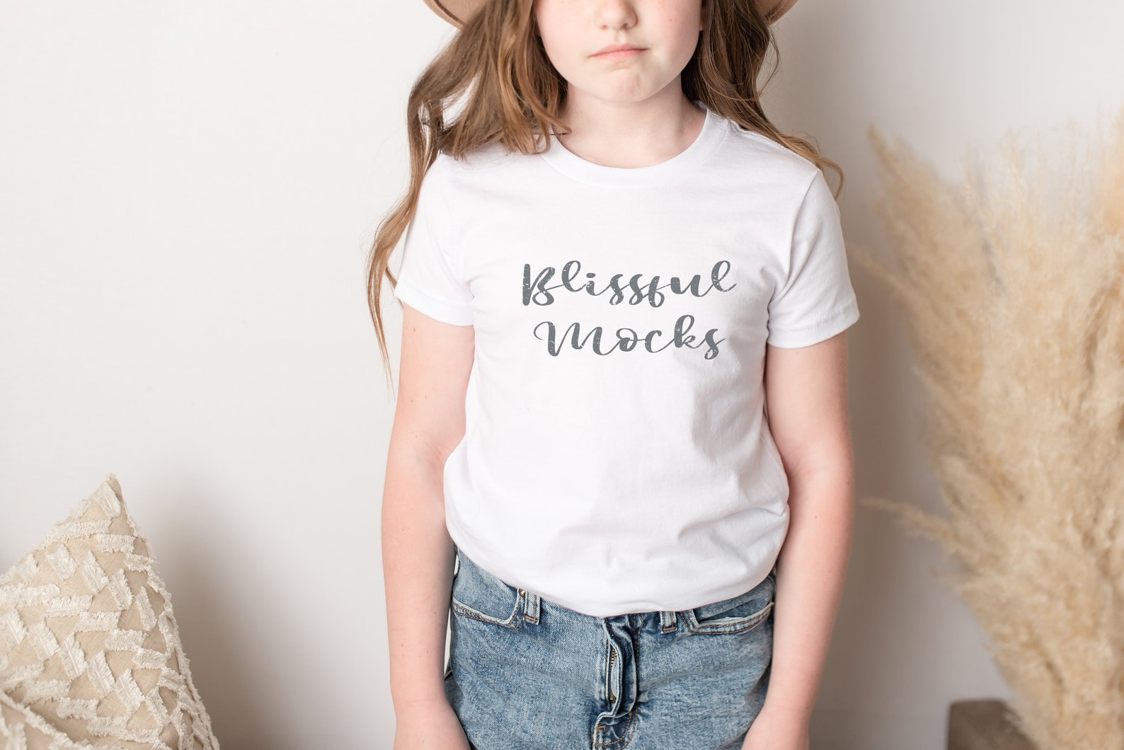 Download Bella Canvas 3001Y Model Mockup White T Shirt Mockup Kids ...