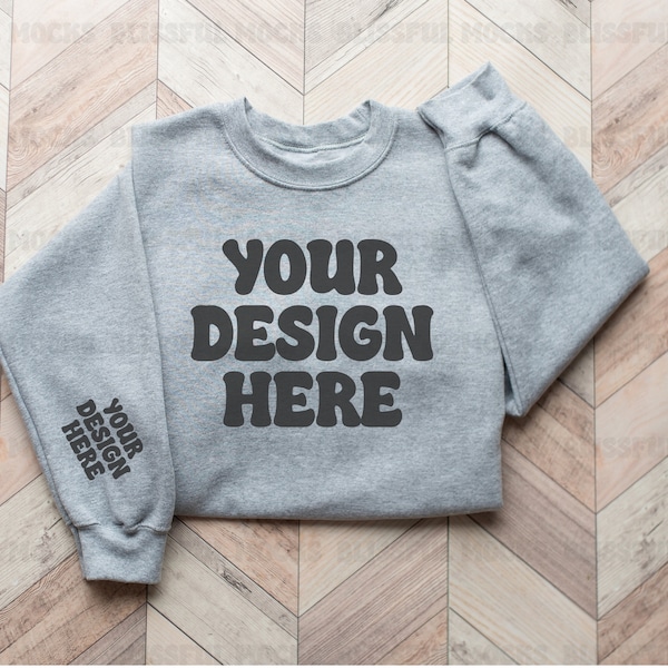 Sweatshirt Mockup, Gildan 18000 Sleeve Mockup, Gildan Sport Grey Sweatshirt Mockup, Gildan Sweatshirt Mockup, Gildan 18000 Sport Grey Mockup