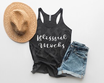 Next Level 6733 Mockup, Next Level Tank Mockup Vintage Black, Next Level Racerback Mockup,  Tank Mockup, Summer, Beach, Tank Top Mockup