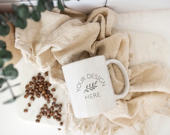 Farmhouse Coffee Cup Glass Mug Mockup, Blank White Cup Stock Photography, Fall Mug Photo Graphic Design Mock Up, JPG Digital Download